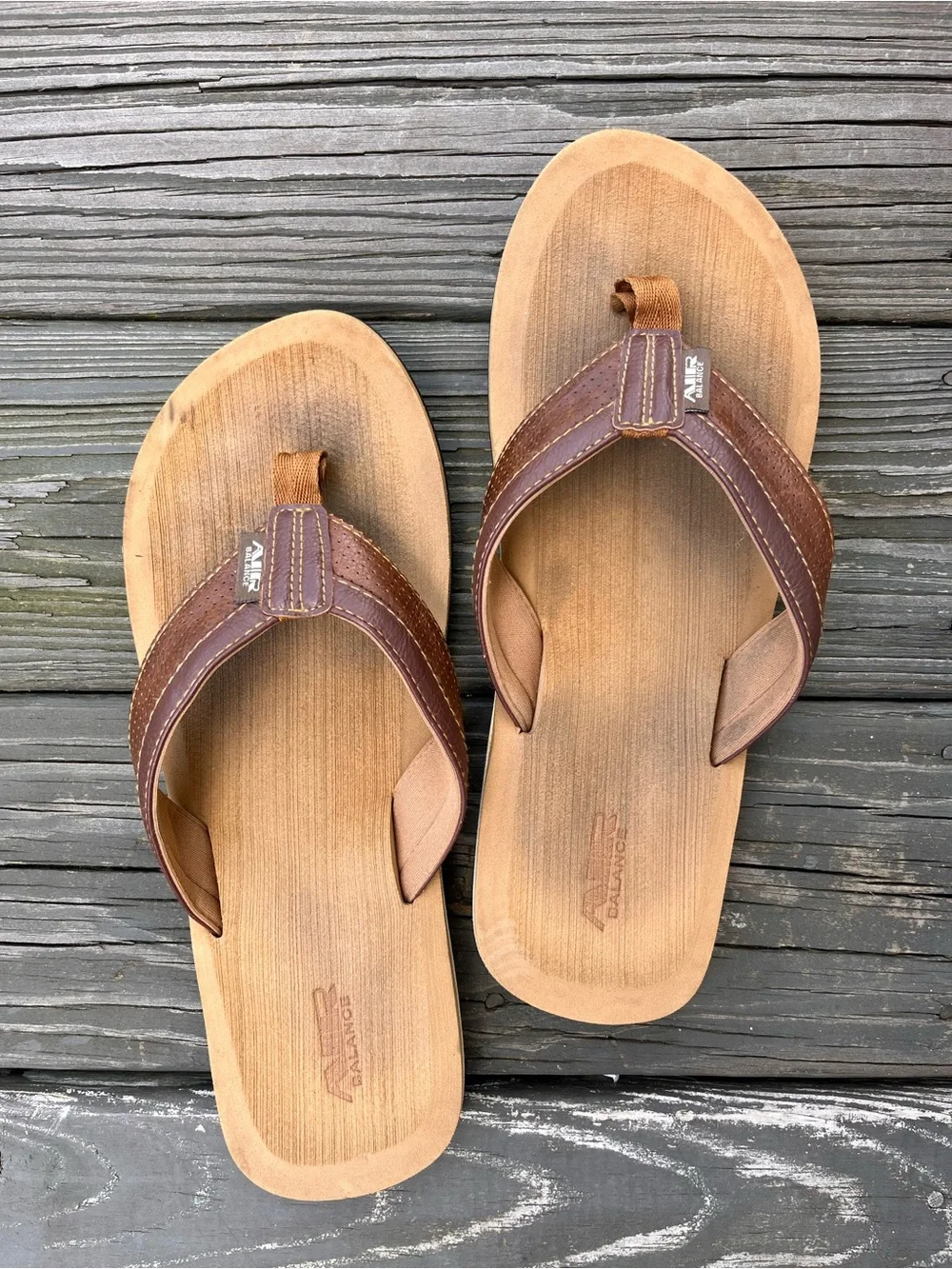 Men's Brown Leather Flip-Flop Sandals